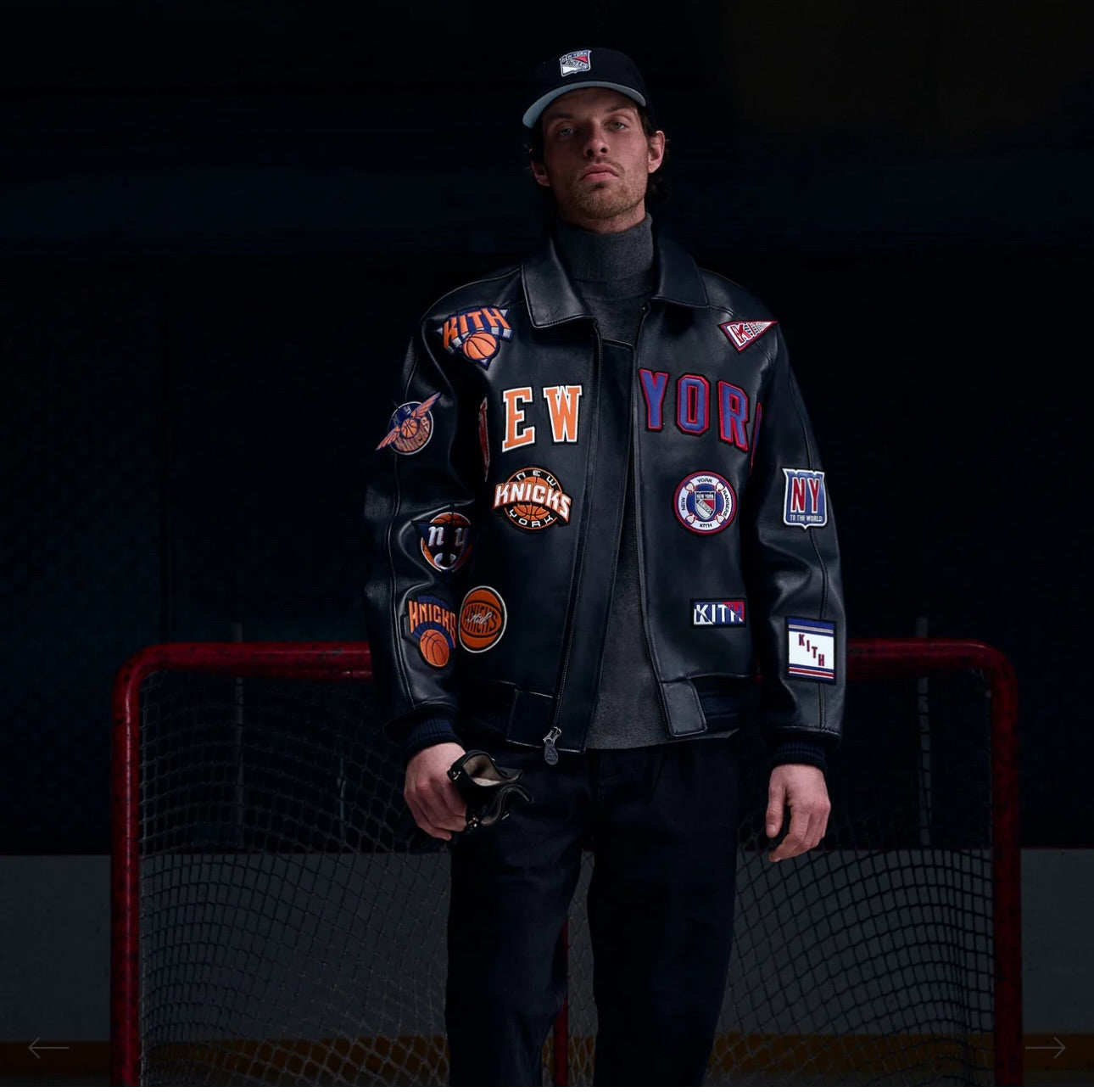 KITH & AVIREX for MADISON SQUARE GARDEN Sports Icon Jacket (BLACK)