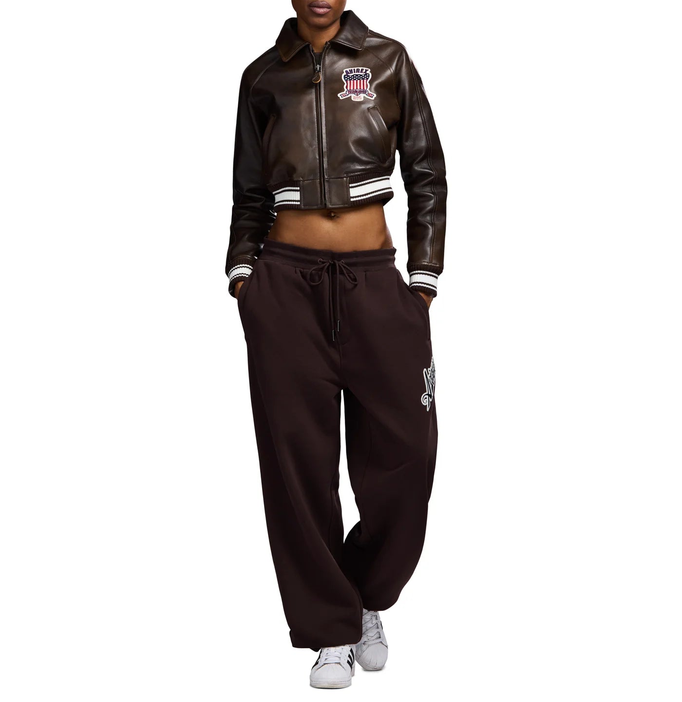 WOMEN’S CROPPED AVIREX ICON VINTAGE BROWN