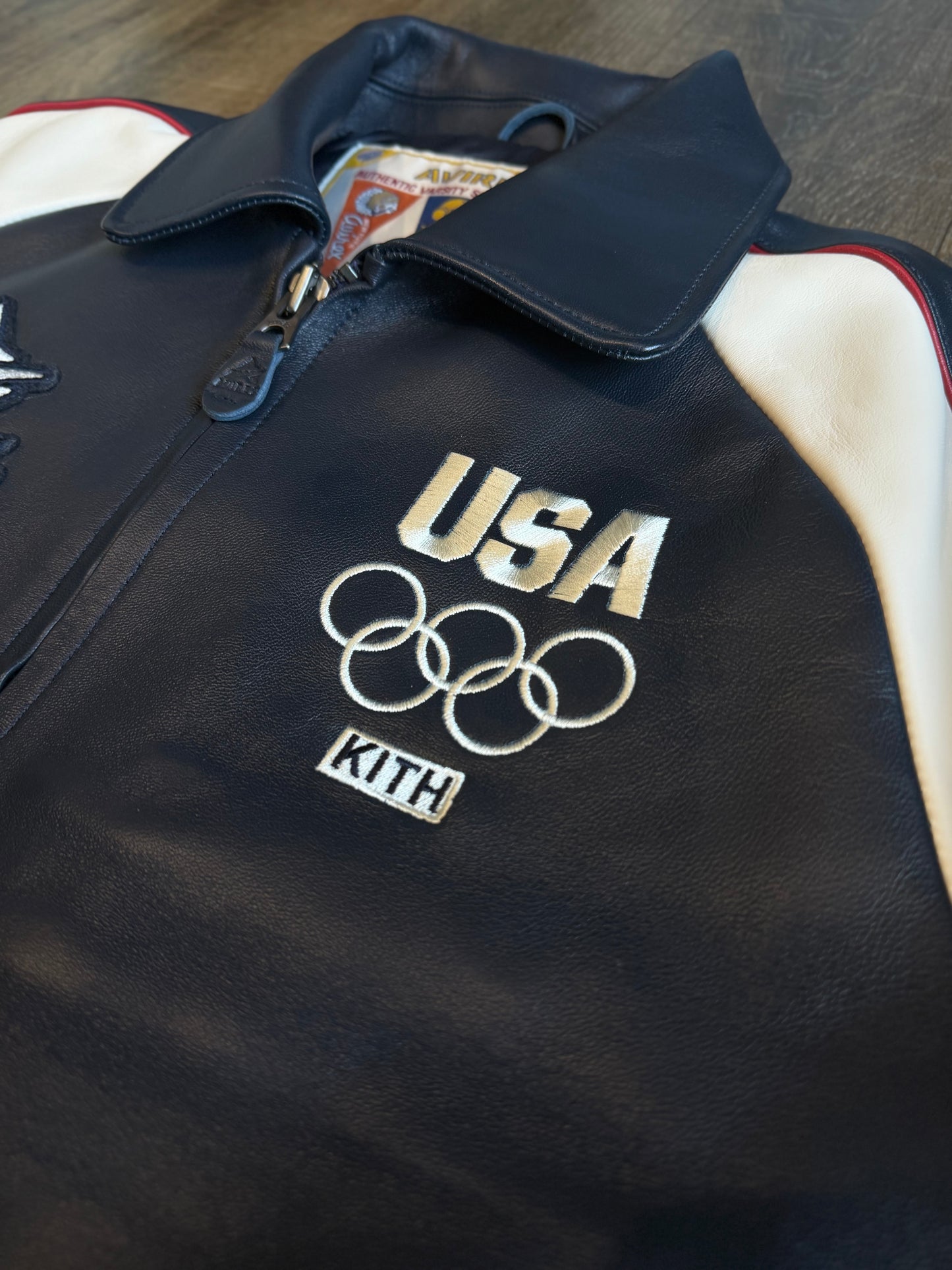 KITH & AVIREX FOR TEAM USA LEATHER BOMBER JACKET