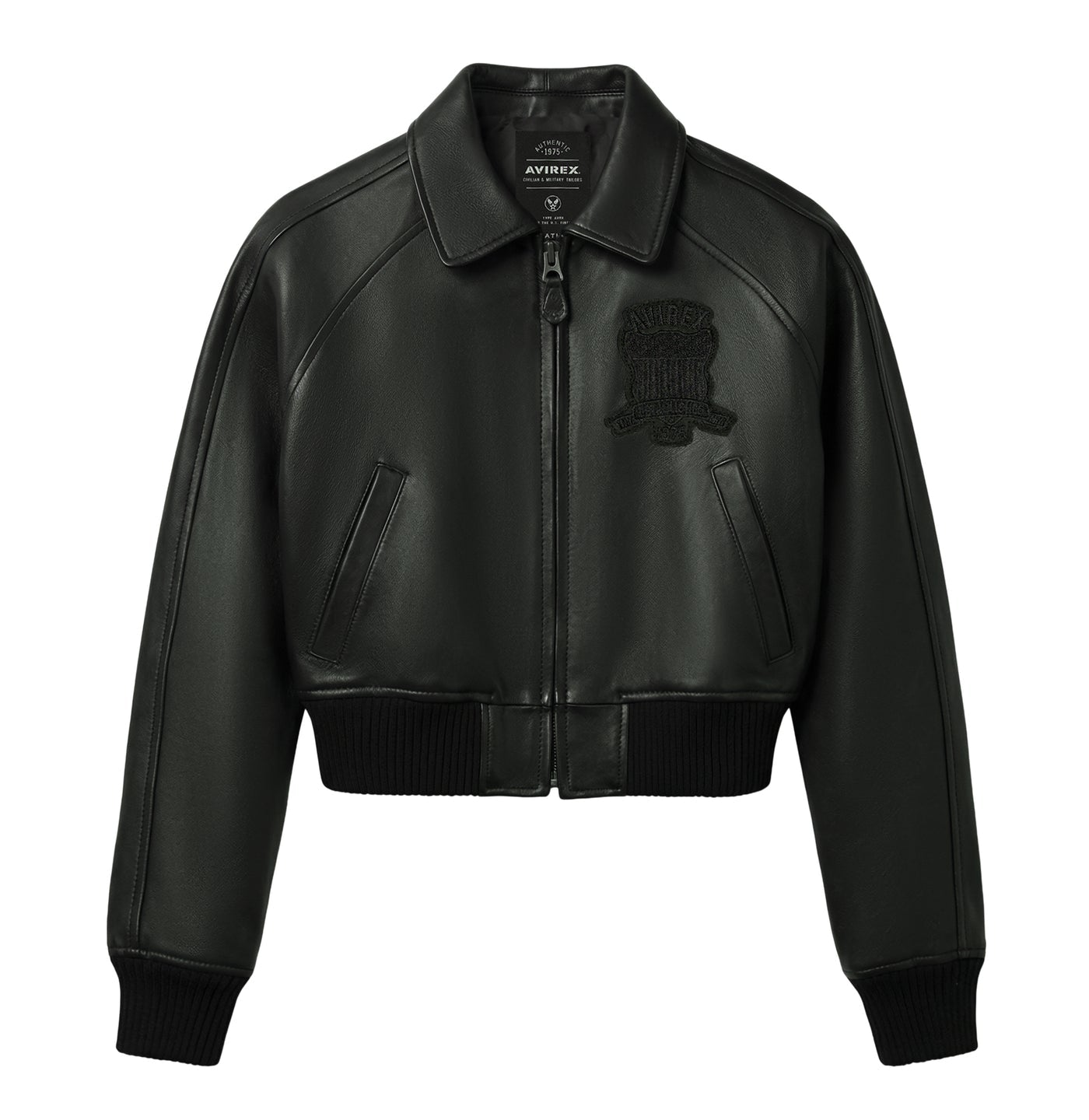 AVIREX WOMEN’S CROPPED ICON JACKET (TRIPLE BLACK)