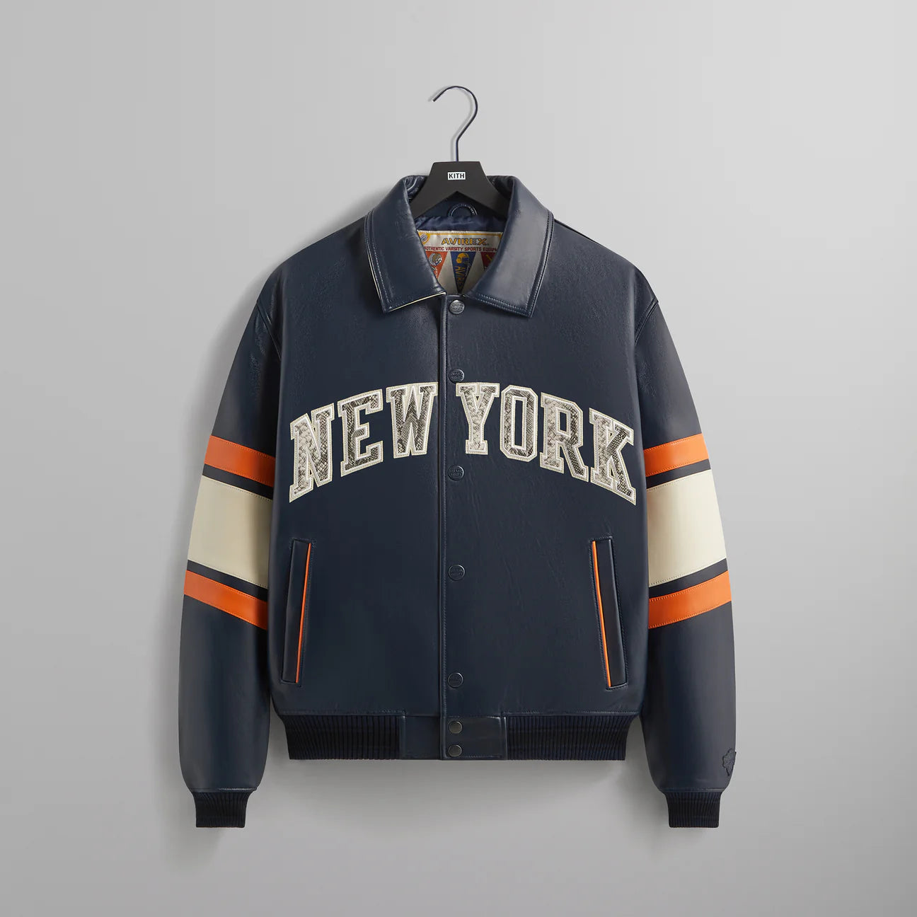 AVIREX x KITH NEW YORK KNICKS NAVY & SNAKE SKIN