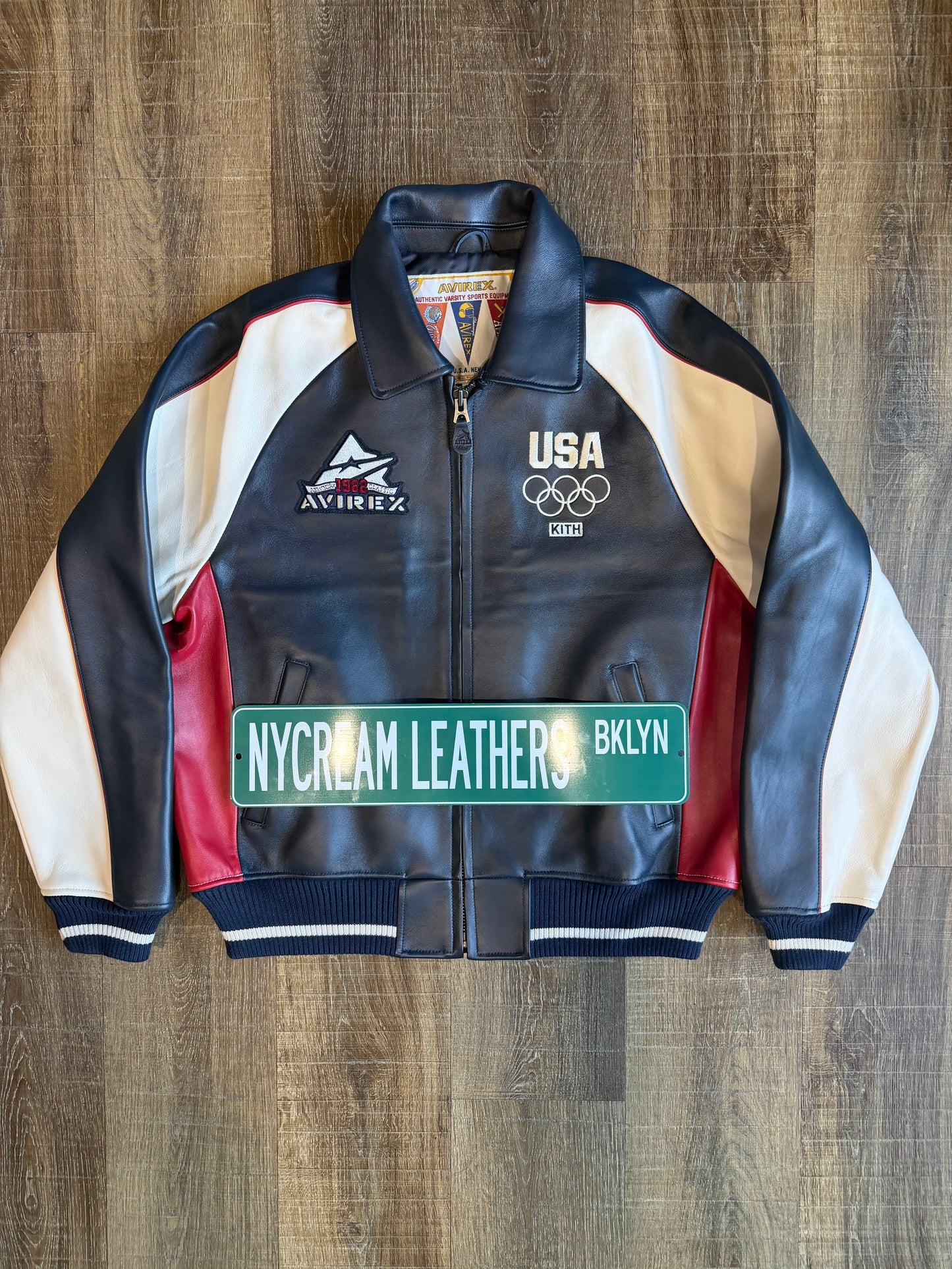 KITH & AVIREX FOR TEAM USA LEATHER BOMBER JACKET