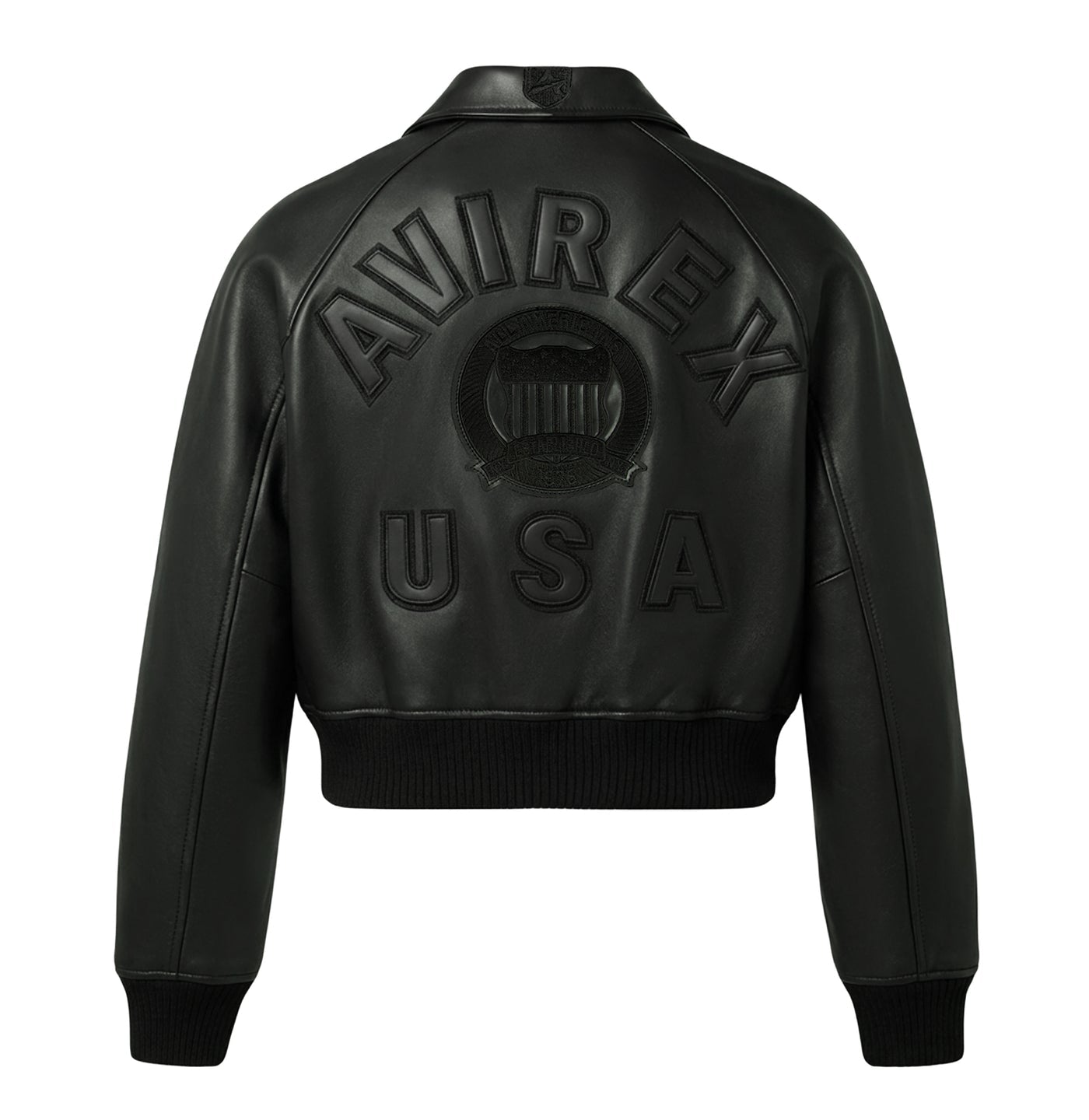 AVIREX WOMEN’S CROPPED ICON JACKET (TRIPLE BLACK)