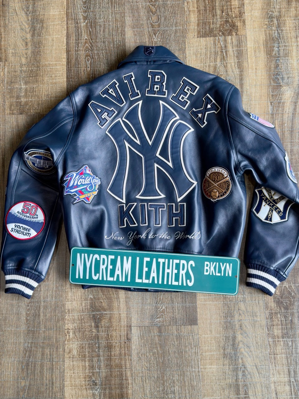 RARE KITH & AVIREX FOR THE NEW YORK YANKEES LEATHER JACKET (WORLD SERIES)