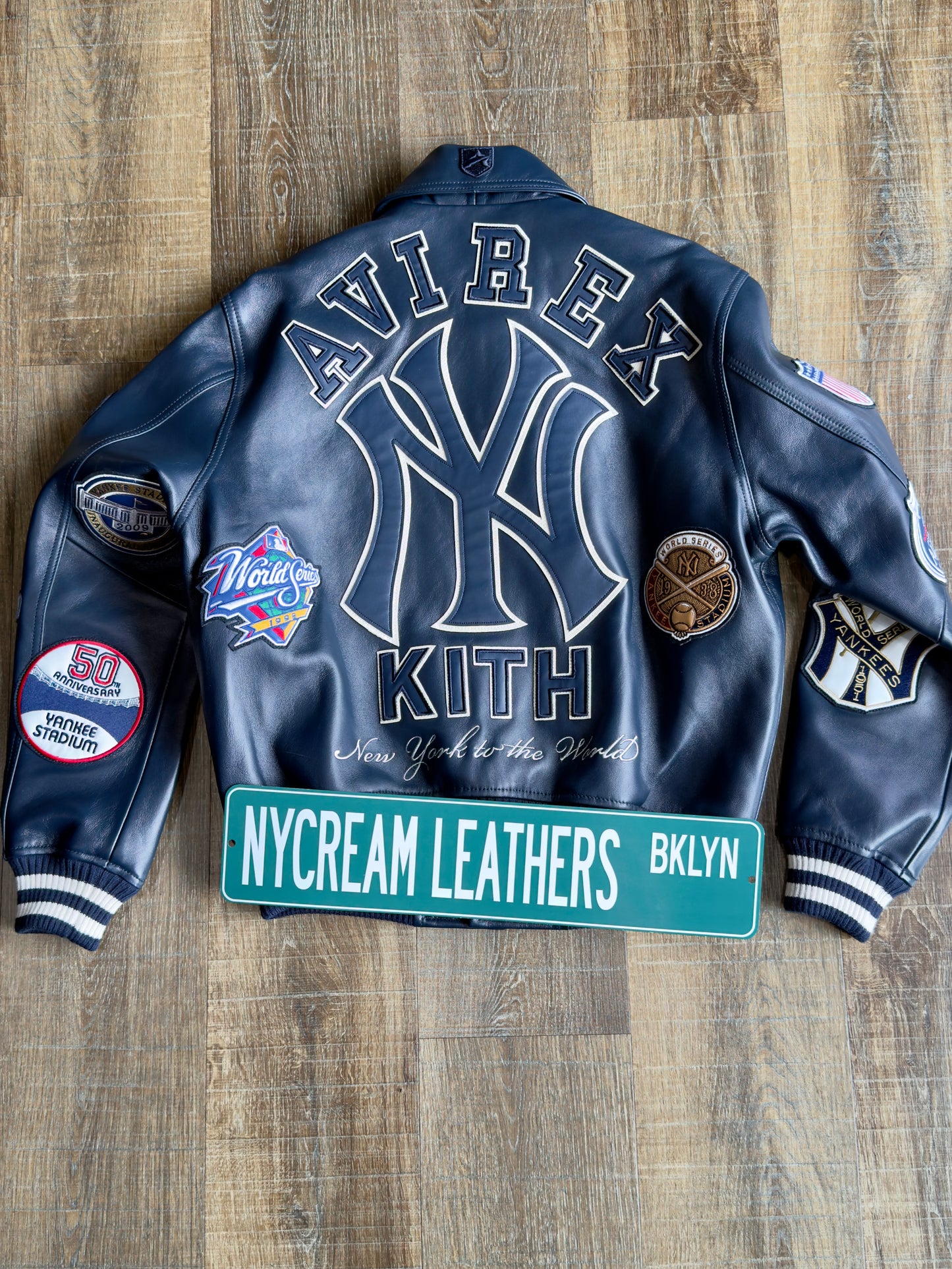 RARE KITH & AVIREX FOR THE NEW YORK YANKEES LEATHER JACKET (WORLD SERIES)