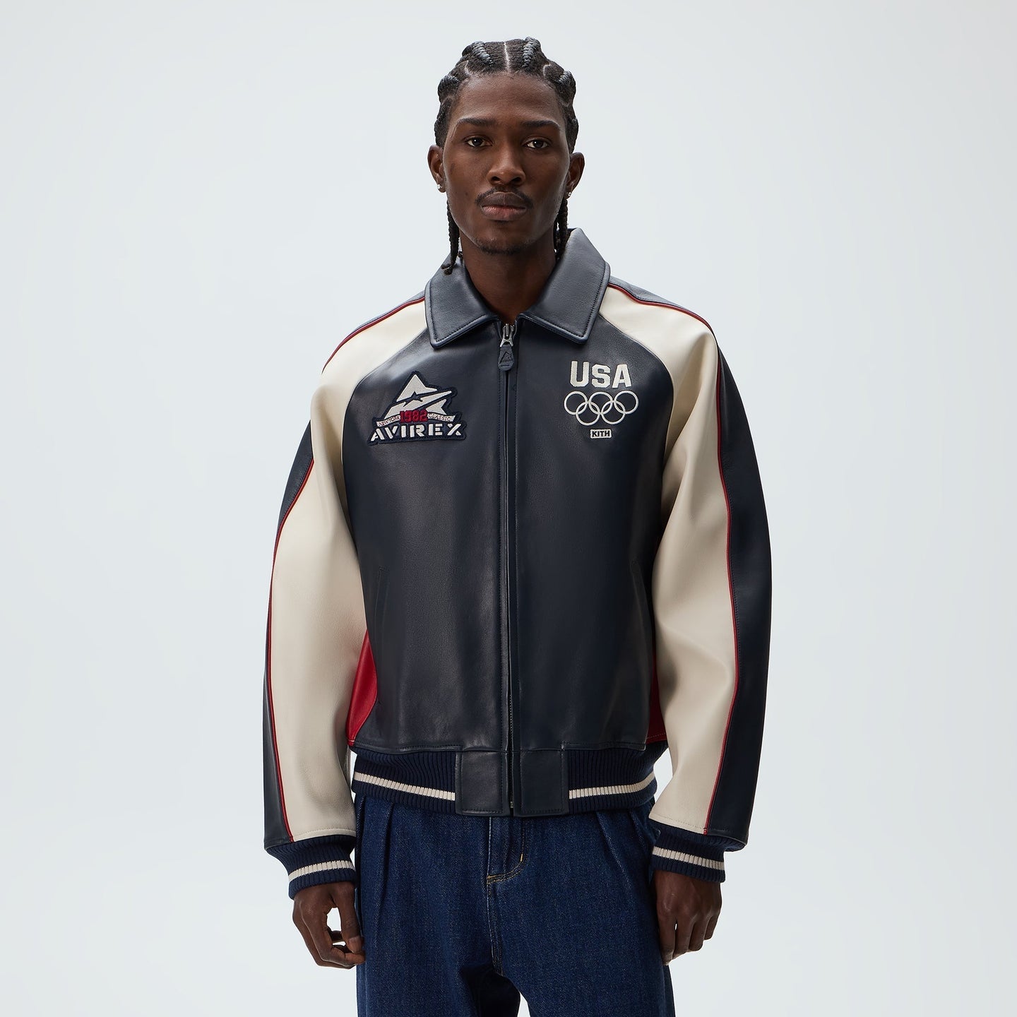 KITH & AVIREX FOR TEAM USA LEATHER BOMBER JACKET