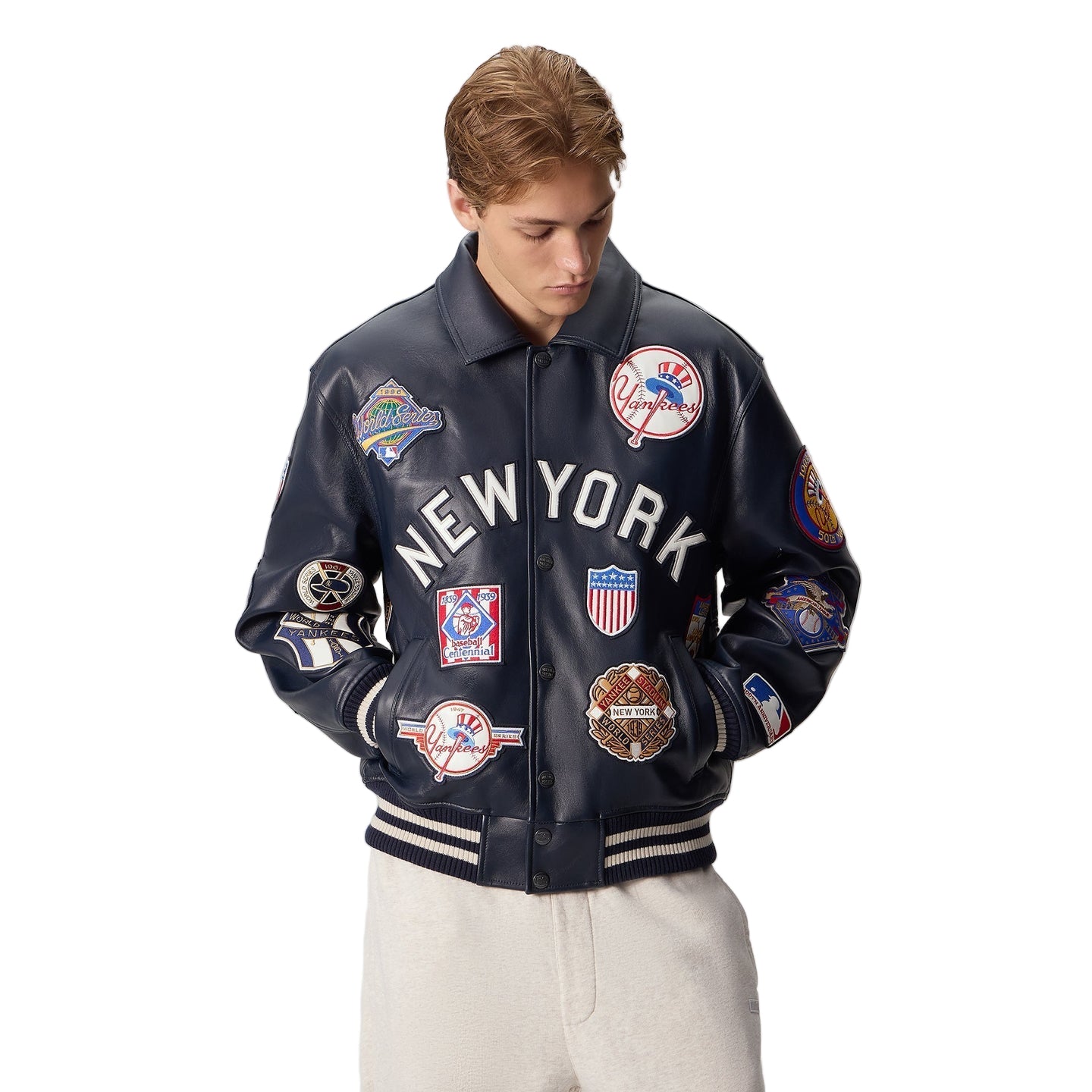 RARE KITH & AVIREX FOR THE NEW YORK YANKEES LEATHER JACKET (WORLD SERIES)