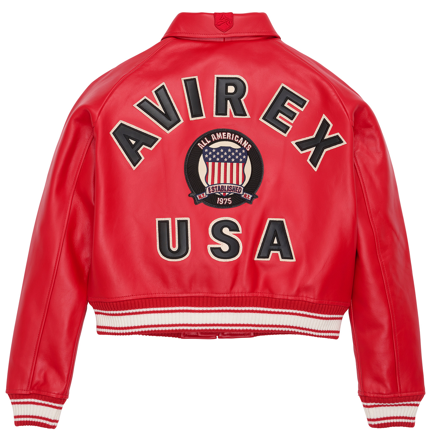 AVIREX WOMEN’S CROPPED ICON JACKET (RED)
