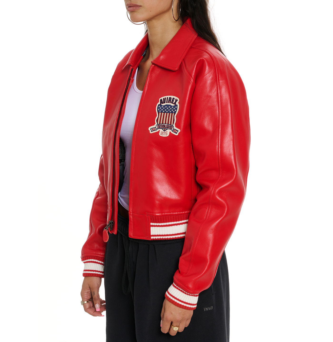 AVIREX WOMEN’S CROPPED ICON JACKET (RED)