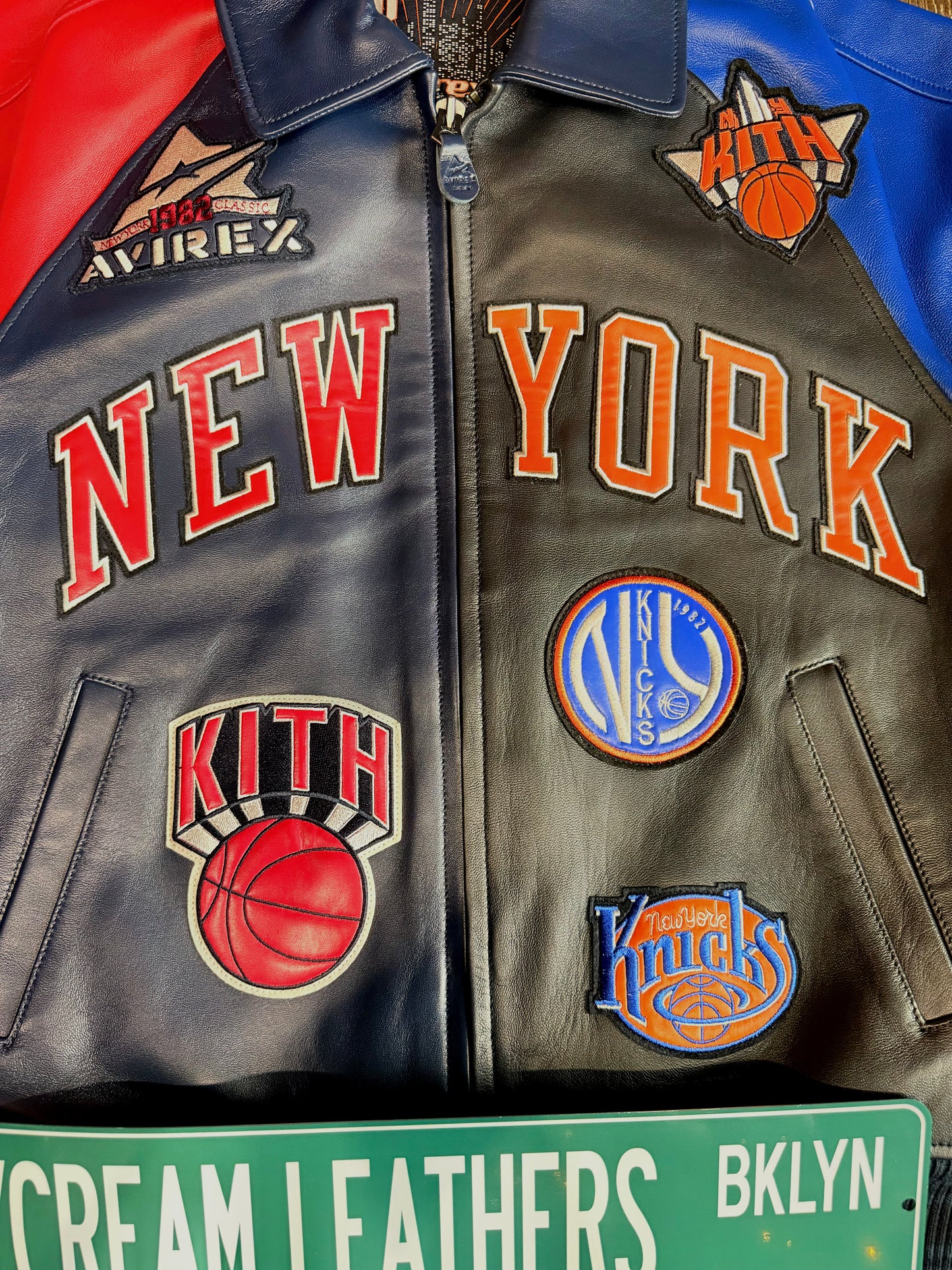 KITH & AVIREX FOR THE NEW YORK KNICKS MADISON SQUARE GARDEN ICON JACKET (BLUE/RED) LIMITED INVENTORY