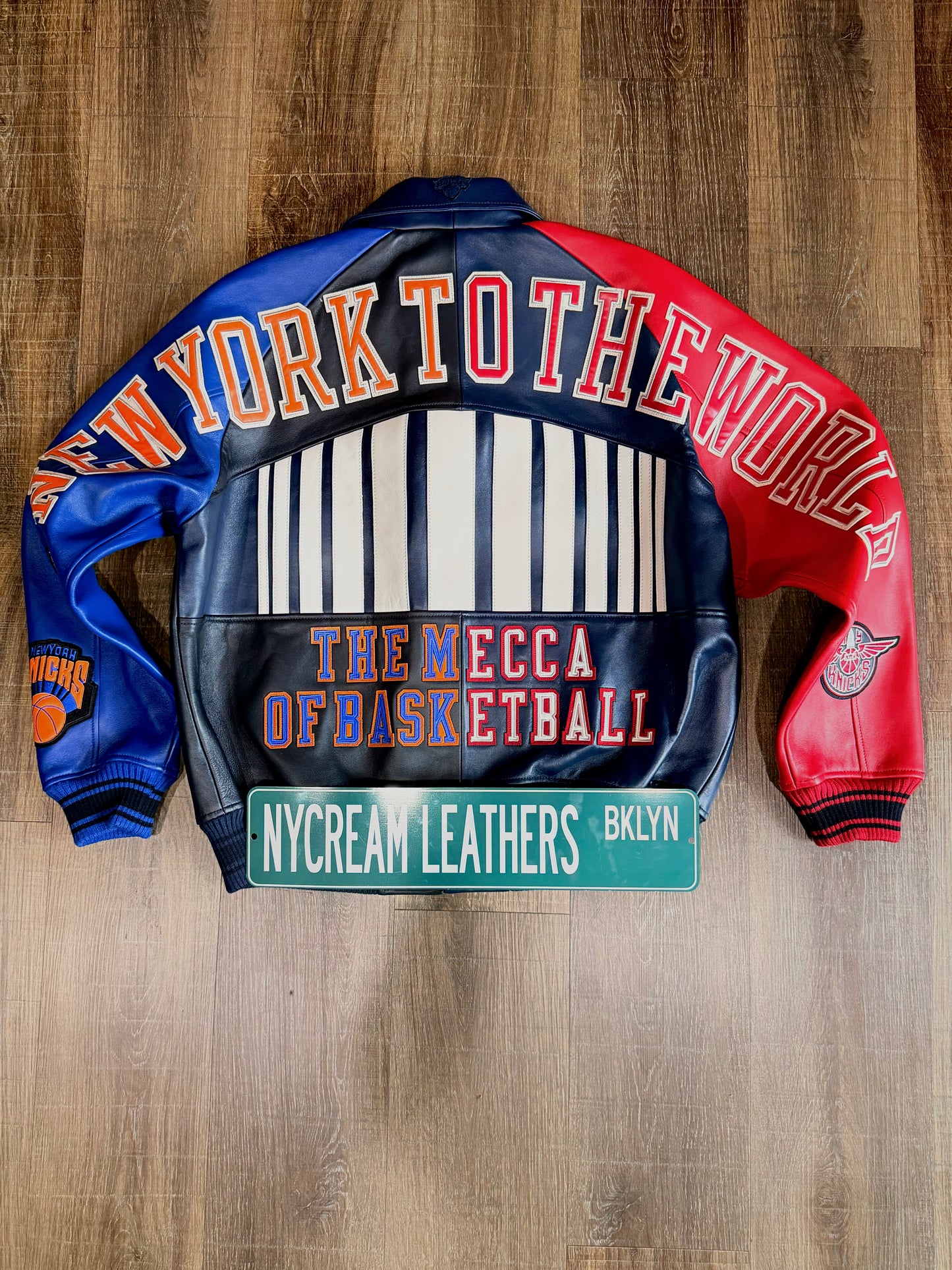 KITH & AVIREX FOR THE NEW YORK KNICKS MADISON SQUARE GARDEN ICON JACKET (BLUE/RED) LIMITED INVENTORY