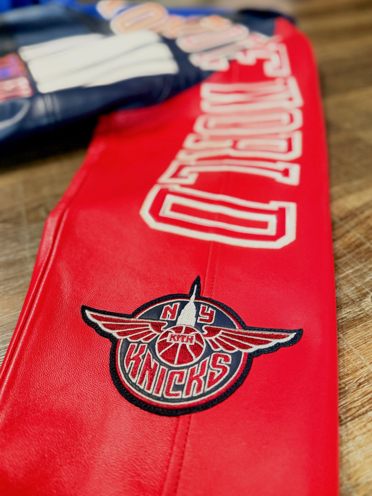 KITH & AVIREX FOR THE NEW YORK KNICKS MADISON SQUARE GARDEN ICON JACKET (BLUE/RED) LIMITED INVENTORY