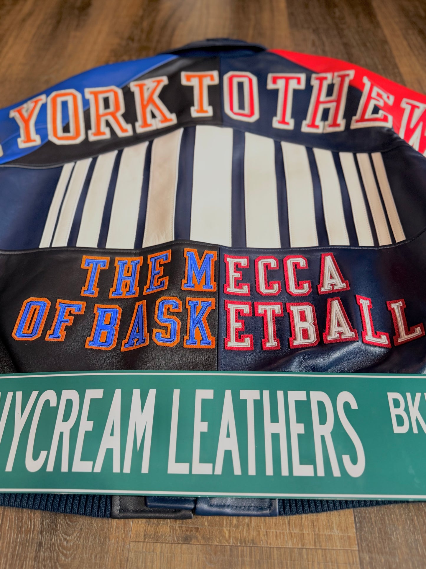 KITH & AVIREX FOR THE NEW YORK KNICKS MADISON SQUARE GARDEN ICON JACKET (BLUE/RED) LIMITED INVENTORY